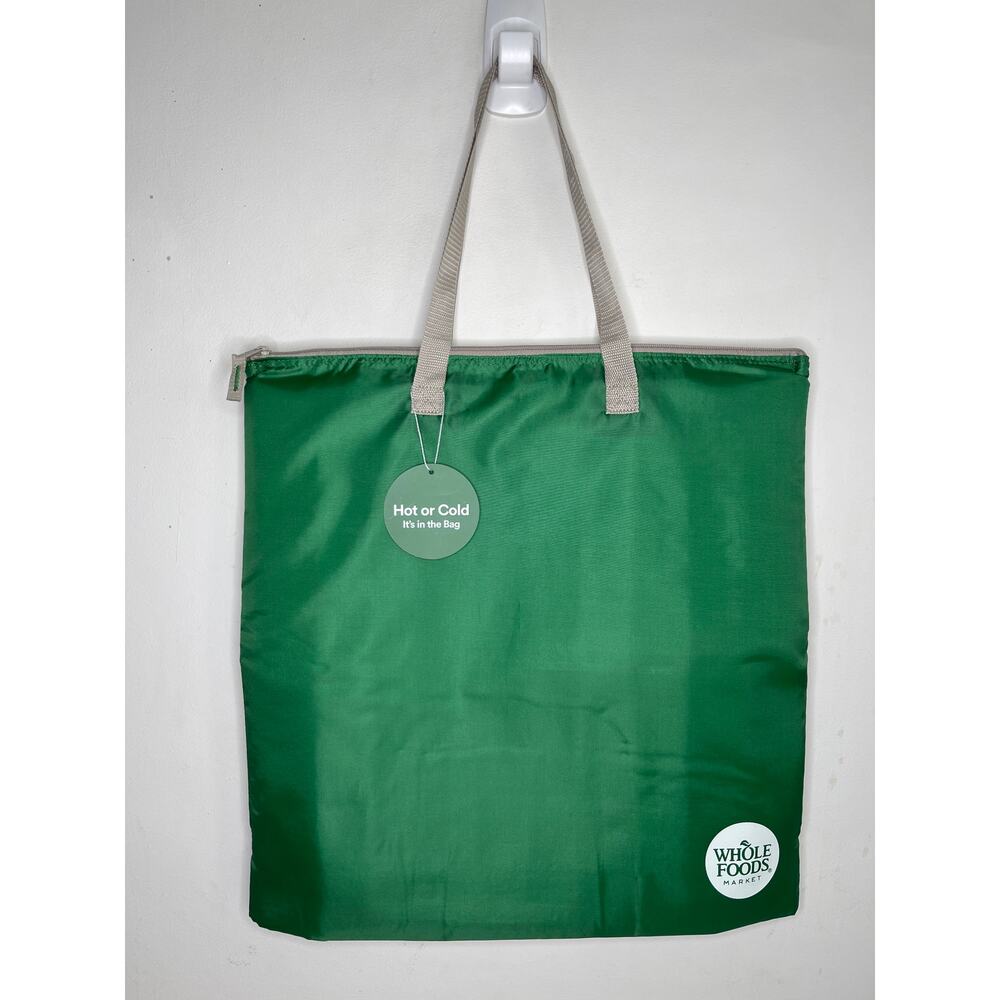 Set of 2! Whole Foods Hot Cold Insulated Cooler Tote Bags, Green Gray White Logo - Picture 6 of 14